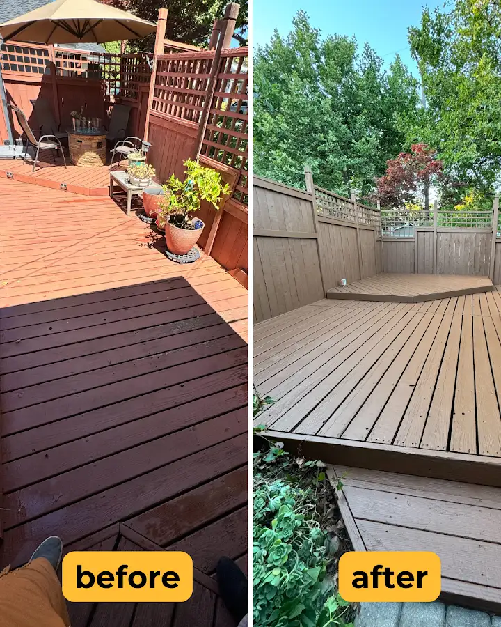 Deck restoration before and after