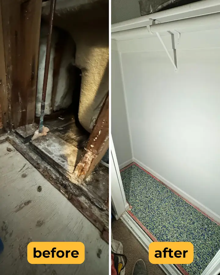 Closet wall repair before and after