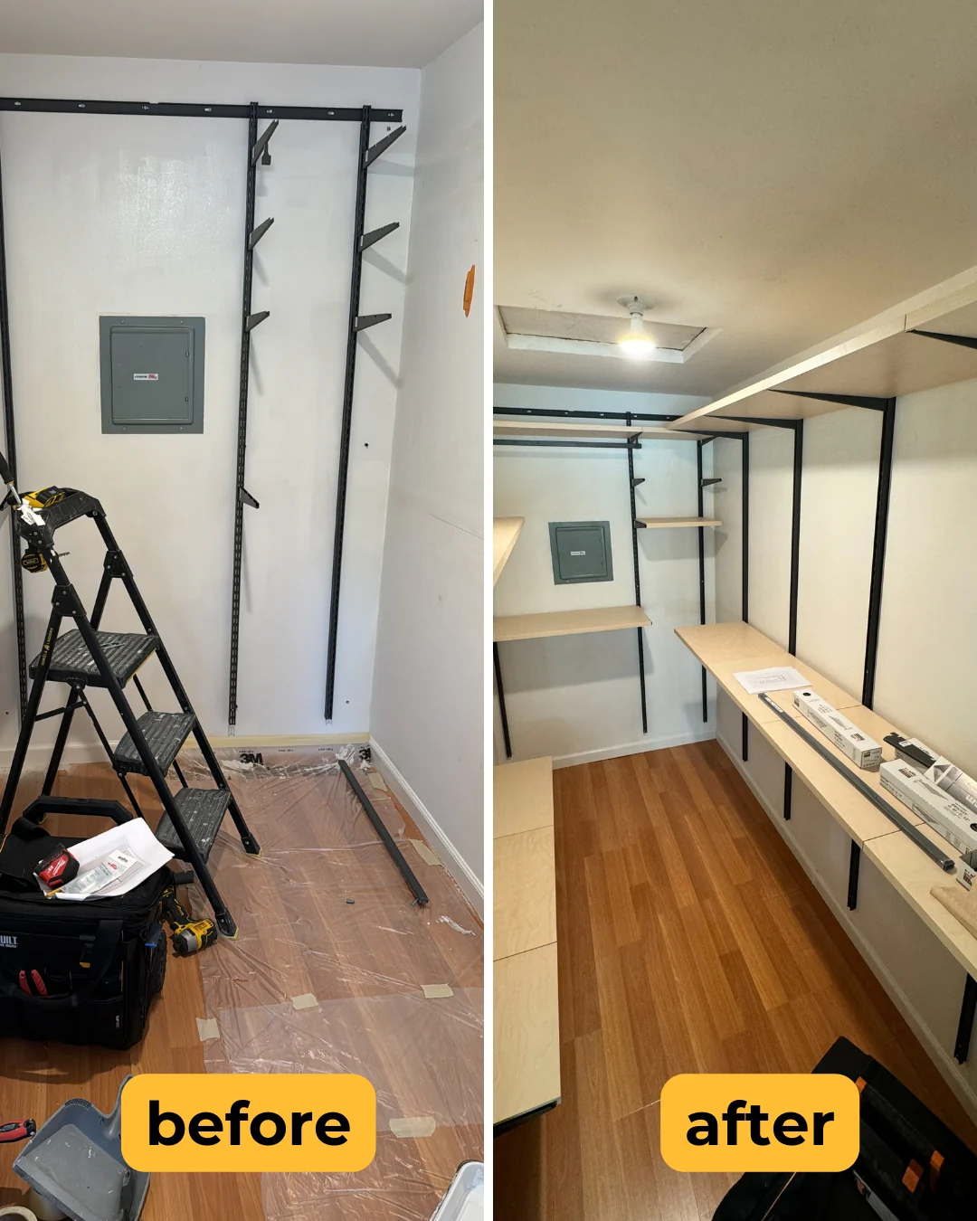 Before and after a custom closet installation