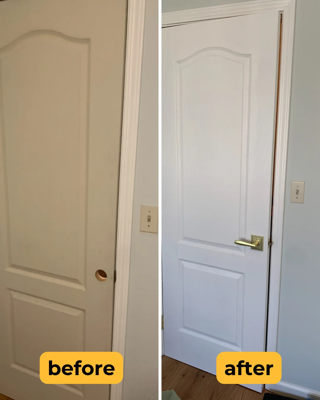 Before and after interior door replacement